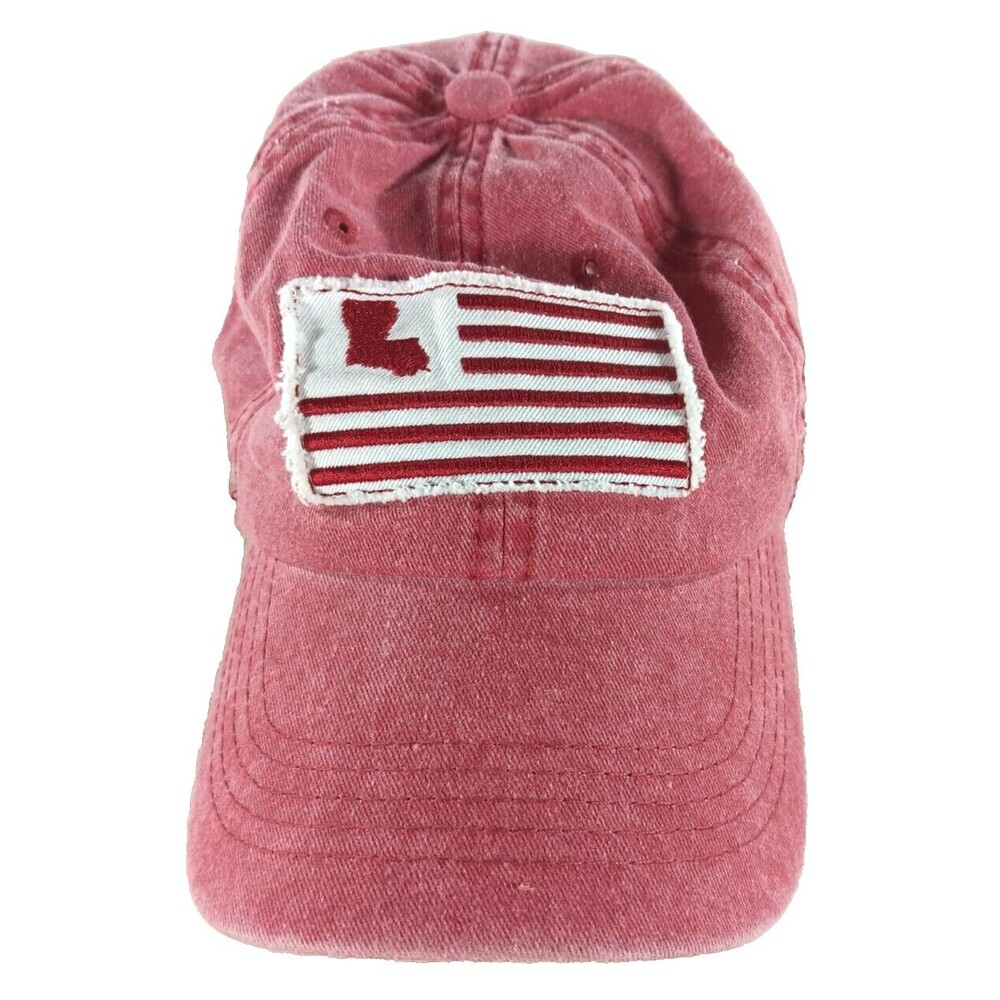 Baseball Cap Louisiana flag Washed Worn Look One Size Fits Most Red by Home Free